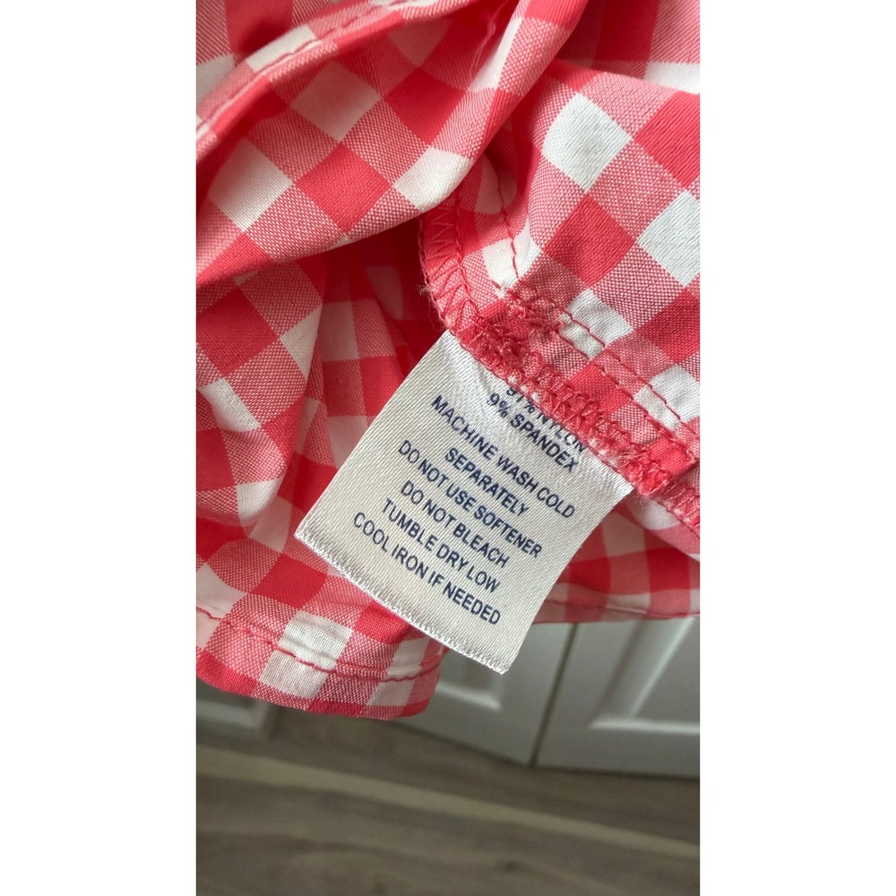 Southern Tide Womens Orange Gingham Ruffle Wrap Dress Sleeveless Size M Mini - Picture 8 of 9